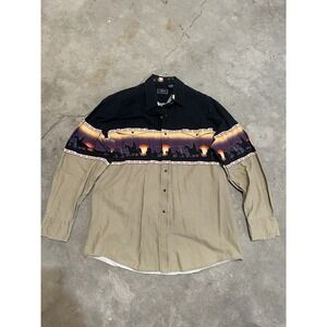 Roper Shirt Mens Large Black Western Pearl Snap Horse Cowboy Rodeo Size XL